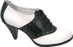 Bass Glenbrook White/Black Atanado Leather Saddle Shoes for Women
