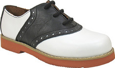 Academie Gear Spirit White/Black Leather Saddle Shoes for Women