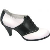 Bass Glenbrook White/Black Atanado Leather Saddle Shoes for Women